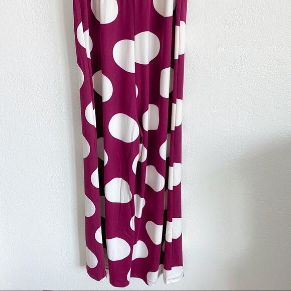Capella Burgundy Polka Dot Cropped Leg Jumpsuit Size Medium - Picture 9 of 10